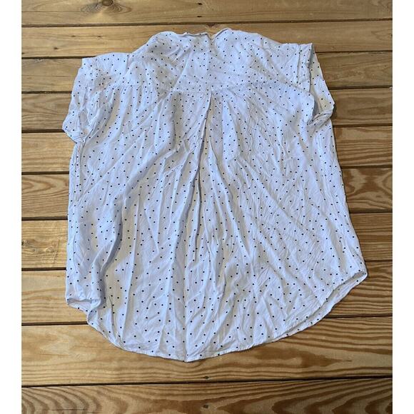 Jachs Girlfriend New York Cap Sleeve Dot Top Size Large Women’s White Button Up - Picture 2 of 7